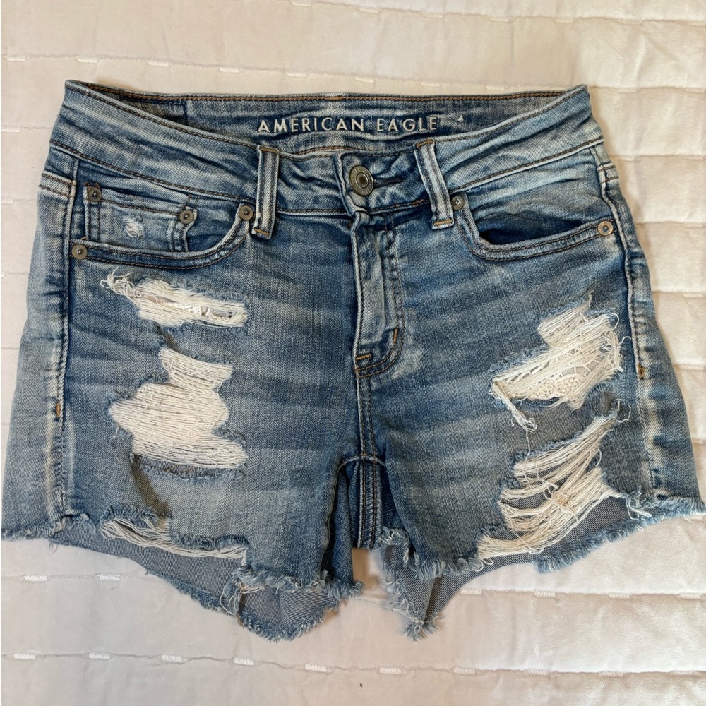 American Eagle Outfitters Ripped Blue Jean Shorts